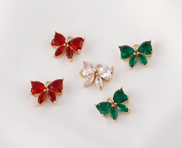 10 Pcs / Gold Plated / Crystal Butterfly Earring Charms   CK001