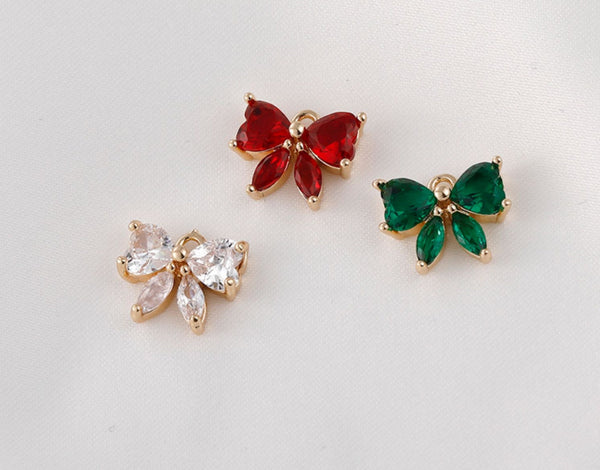 10 Pcs / Gold Plated / Crystal Butterfly Earring Charms   CK001