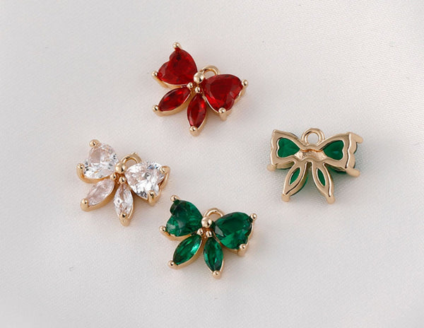 10 Pcs / Gold Plated / Crystal Butterfly Earring Charms   CK001