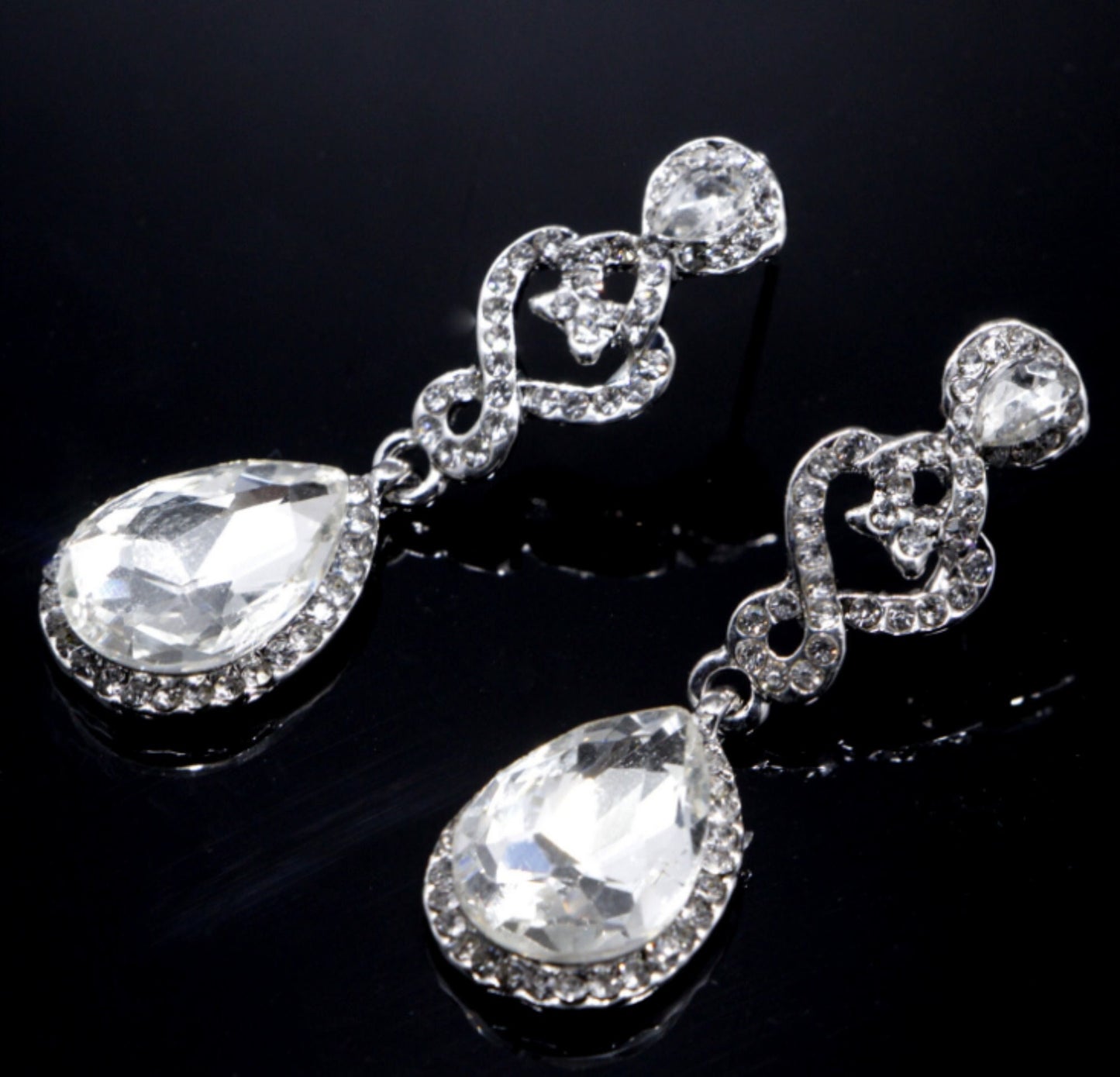 (CE002) Bridal Crystal Drop Earrings
