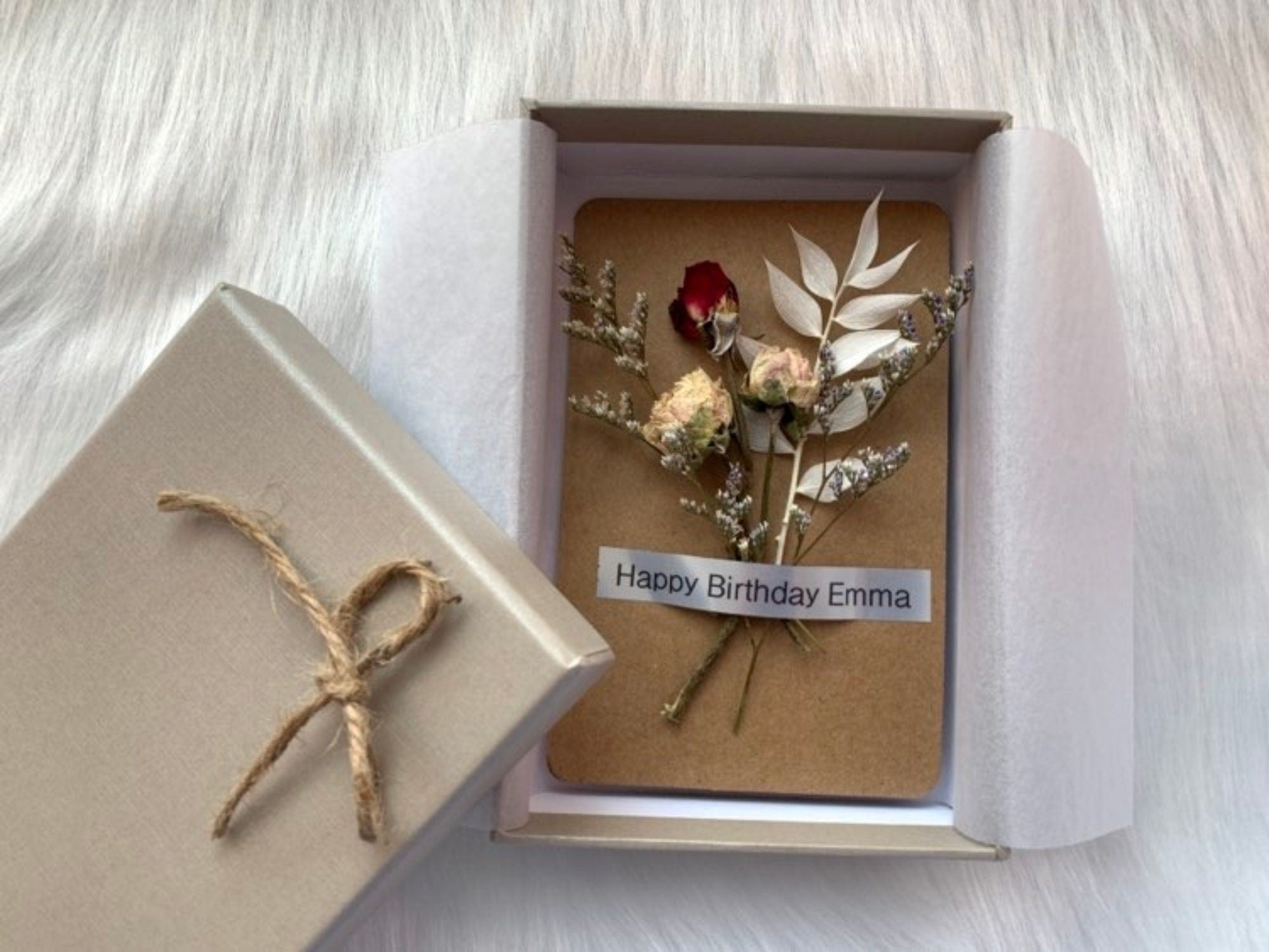 Luxury Personalised Card, Handmade Preserved Flower Card, Dried Flower Birthday Card, Birthday Card, Bouquet Card, 3D Flower Card C055