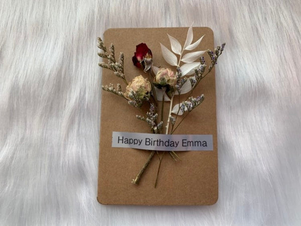 Luxury Personalised Card, Handmade Preserved Flower Card, Dried Flower Birthday Card, Birthday Card, Bouquet Card, 3D Flower Card C055