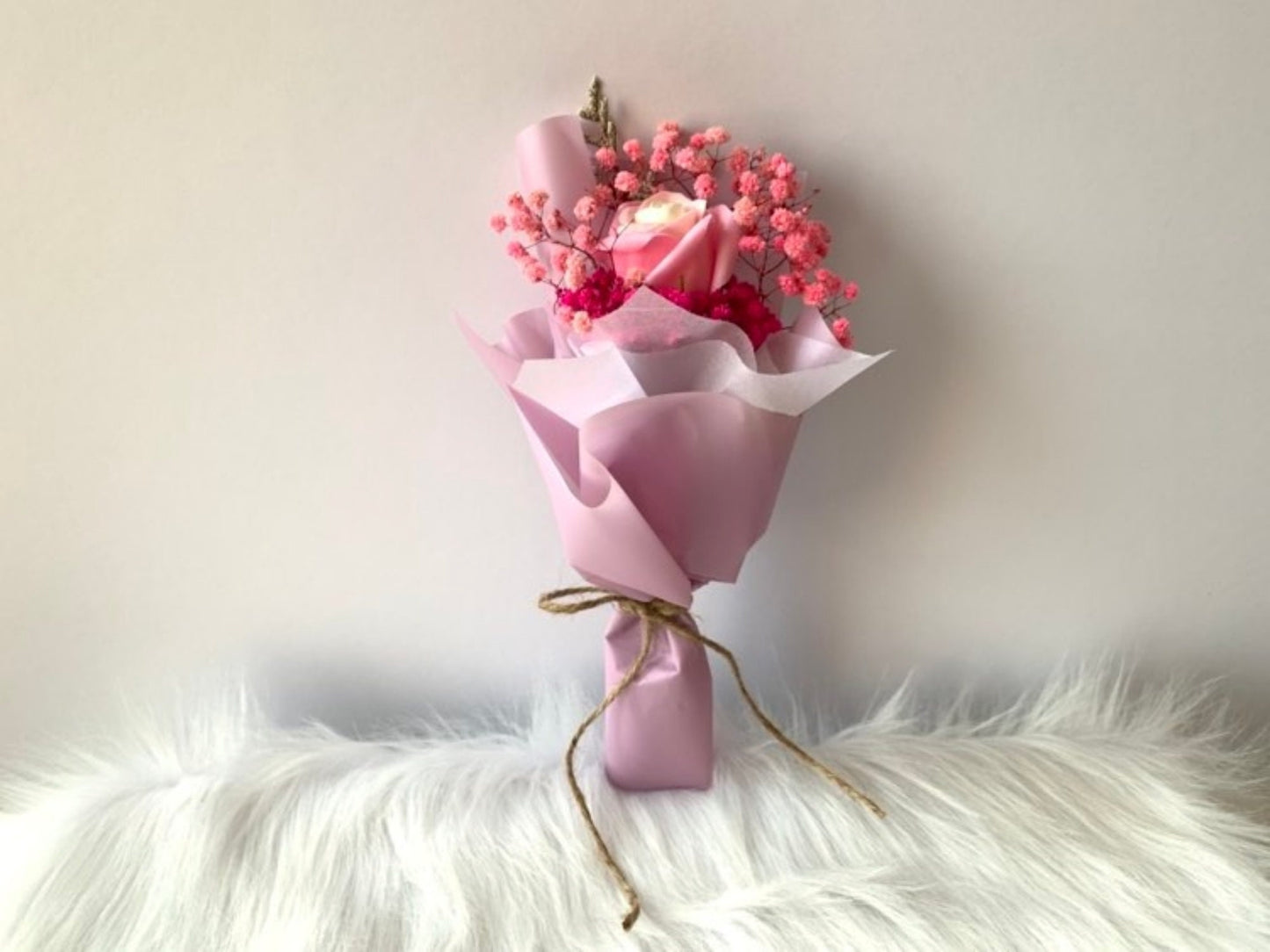 Rose Pink Soap Preserved Flower Bouquet  BB014