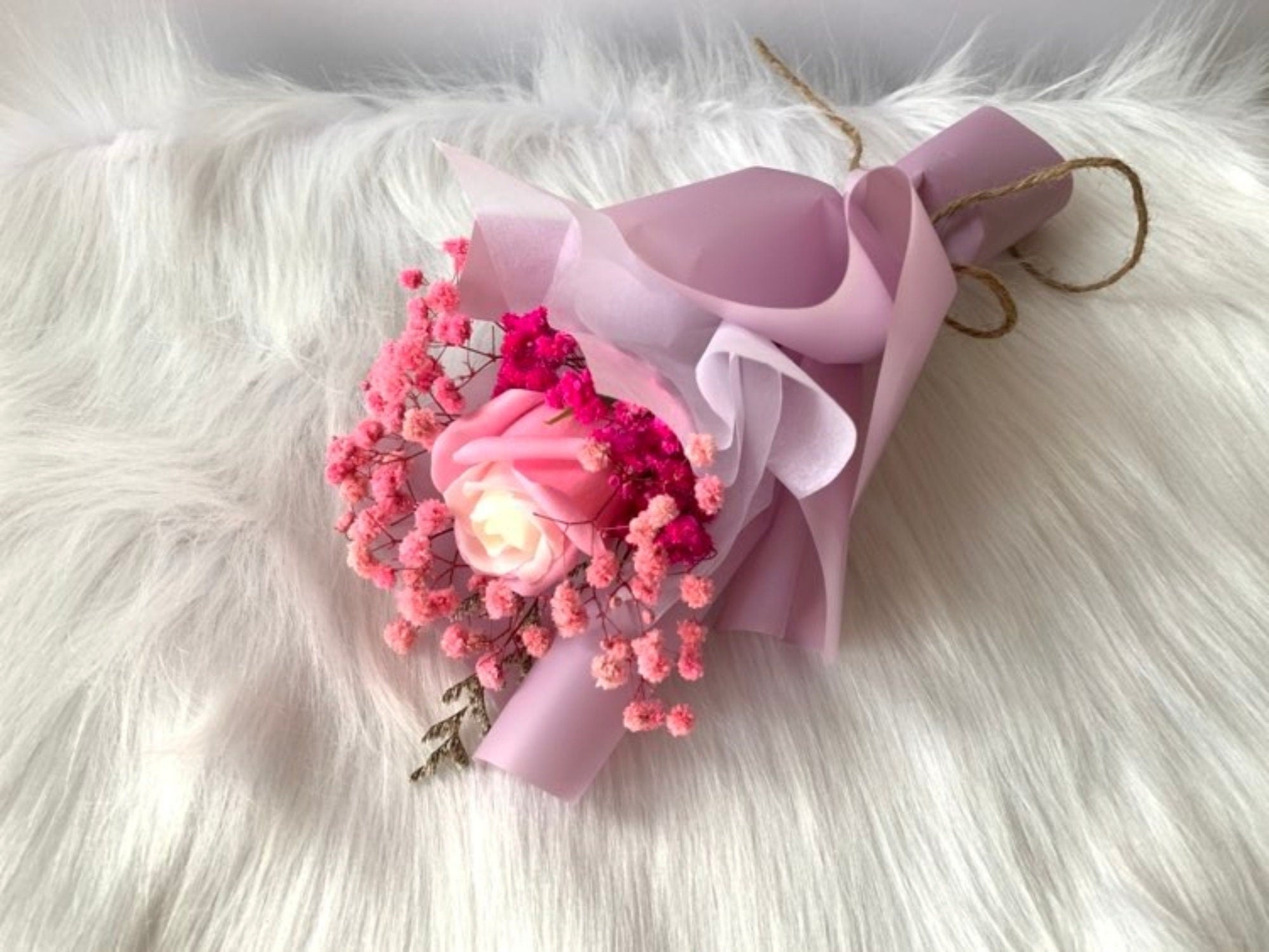 Pink Soap Preserved Flower Bouquet, Birthday Soap Flower Bouquet, Birthday Gift, BB014