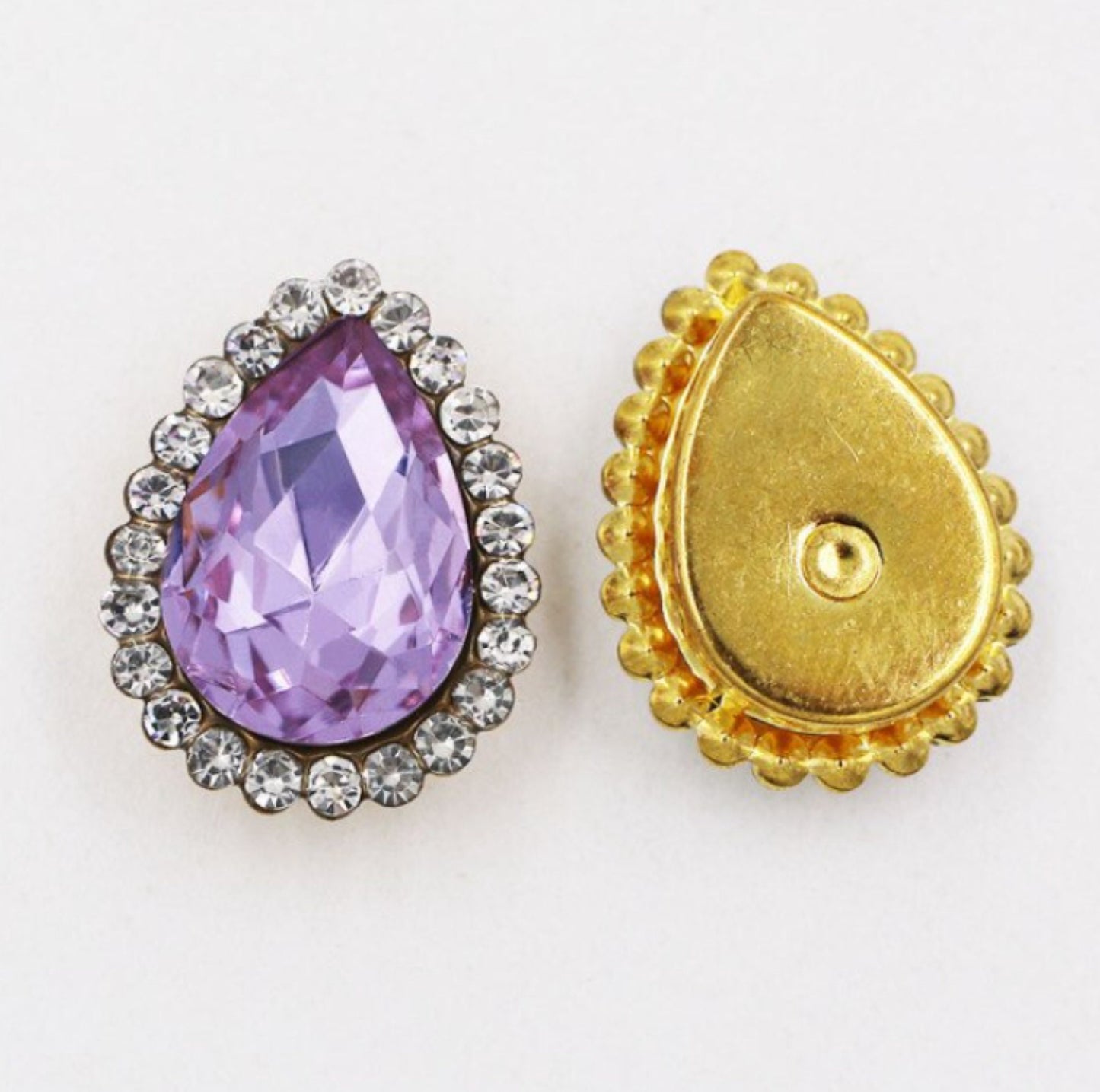 10 Pcs / 14 x 18mm / Gold Base Sew On Rhinestone   S11G