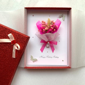 Luxury Handmade Preserved Dried Flower Birthday Card  C034