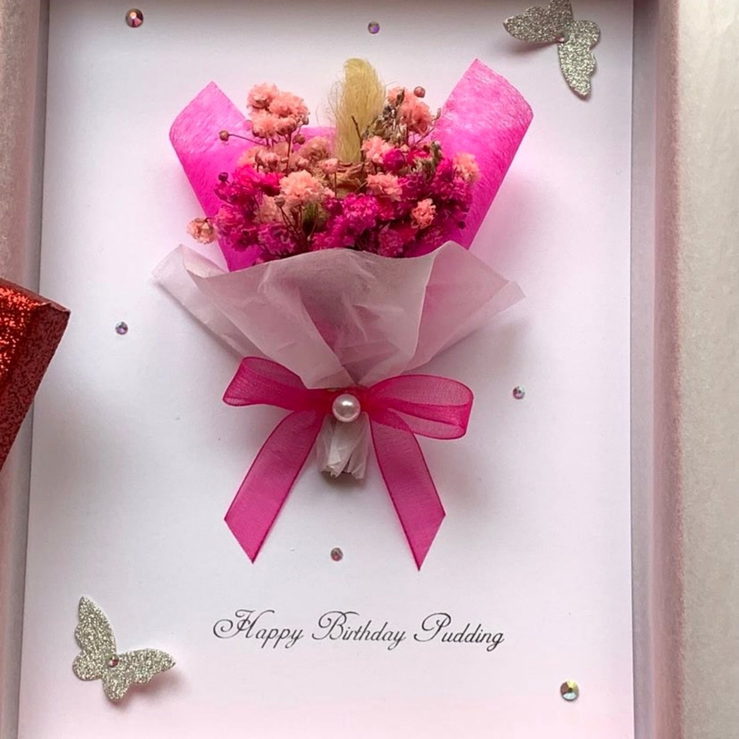 Luxury Handmade Preserved Dried Flower Birthday Card  C034