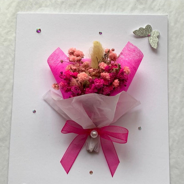 Luxury Handmade Preserved Dried Flower Birthday Card  C034