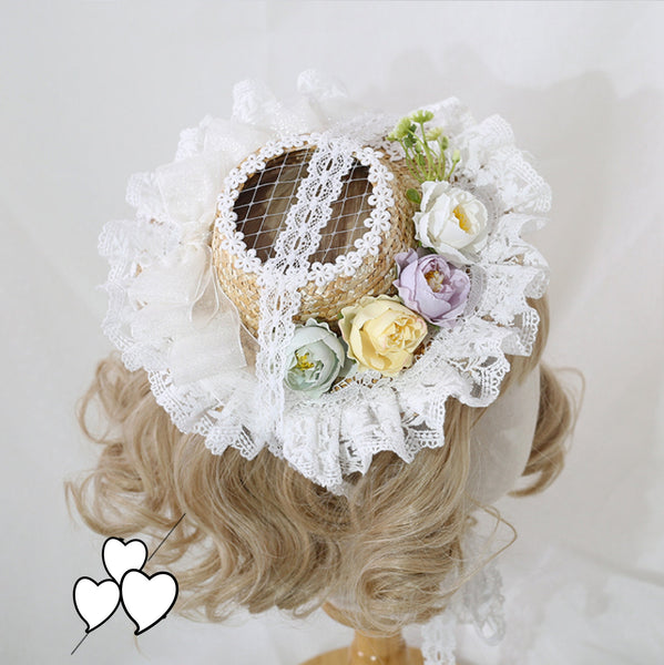 Off White Fascinator Hat, Lolita Hair Accessories GH002