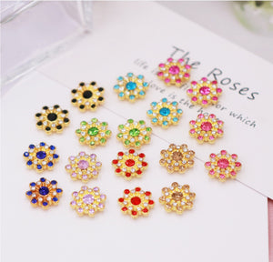 50 Pcs / 10mm / Mix Rhinestone Flower Centers B003