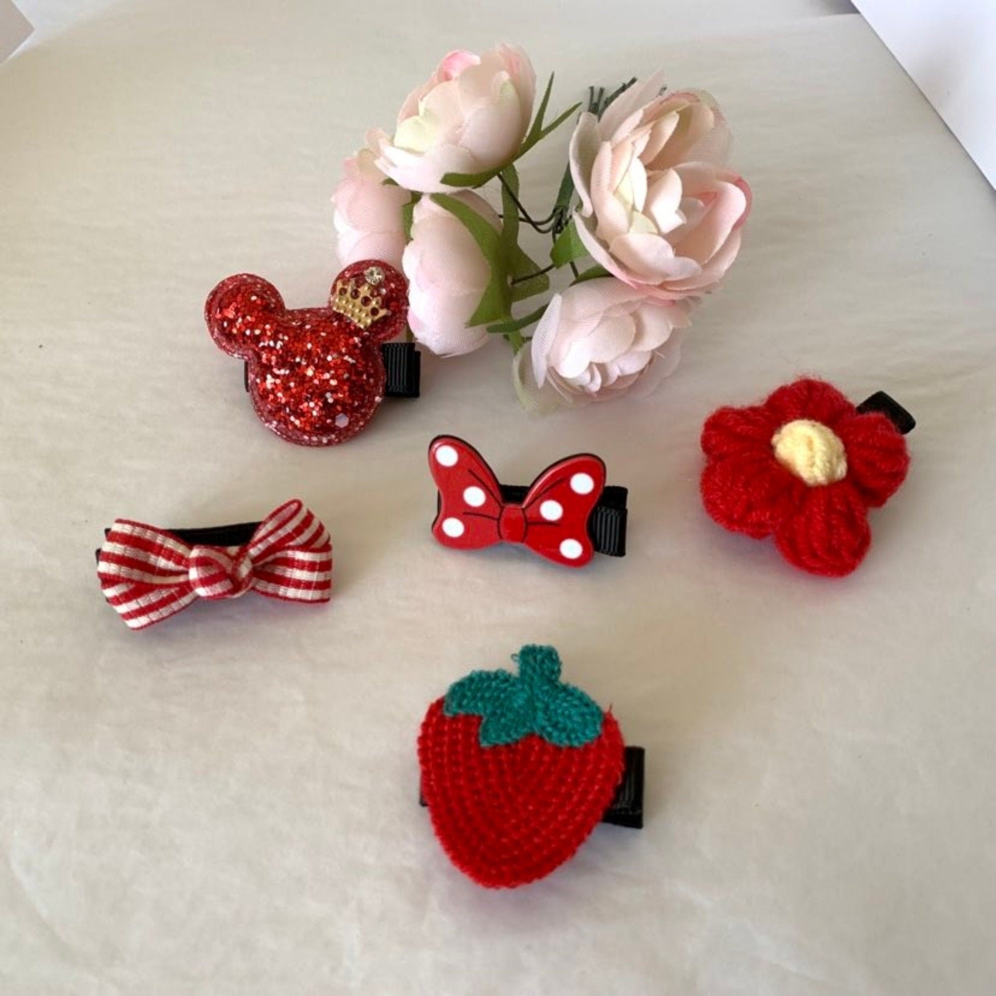 5 pcs  / Red Baby Hair Clips, Girls Hair Accessories TX066