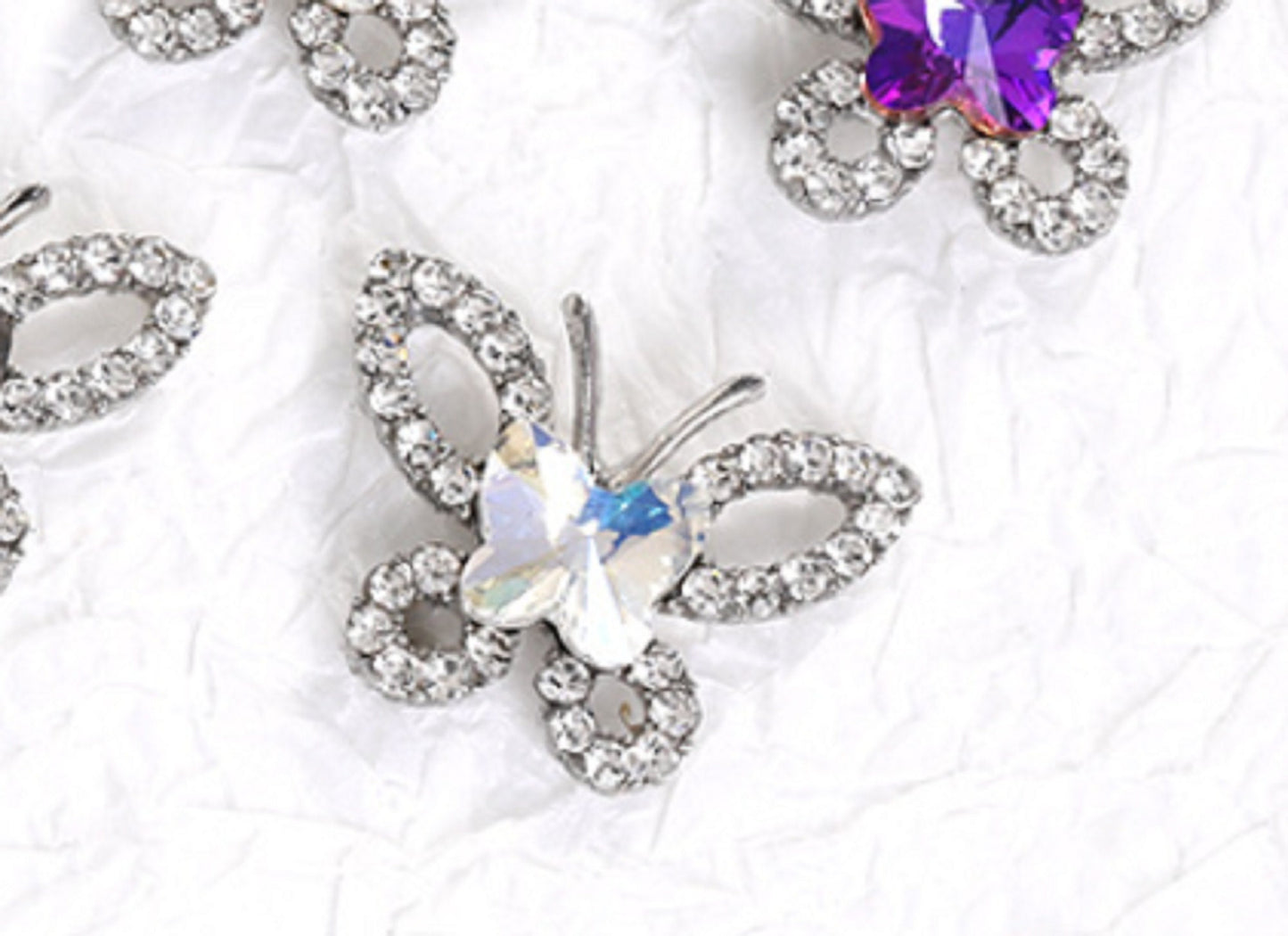 5 pieces / 19 x 25mm / DIY Flat Back No Hole Crystal Butterfly  FB002
