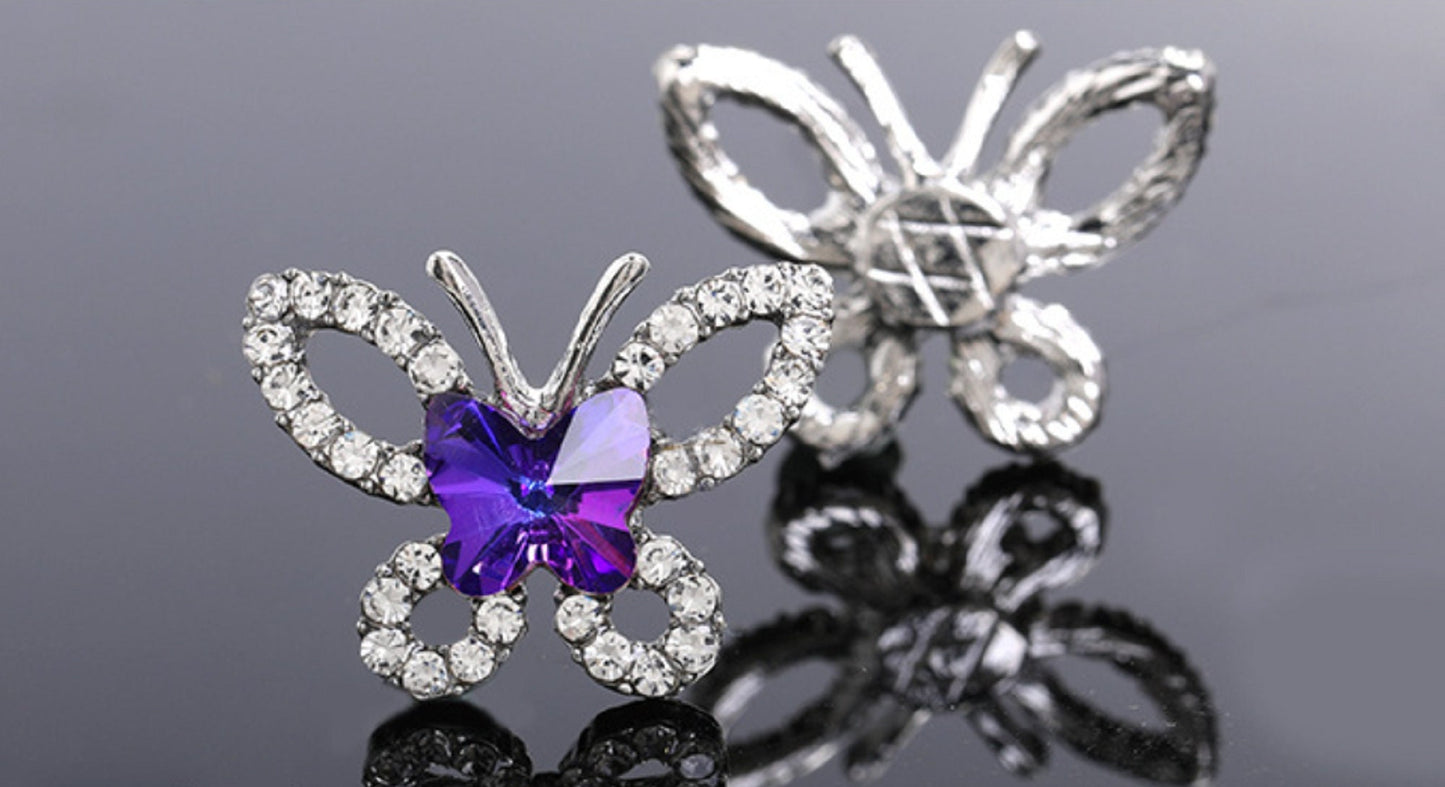 5 pieces / 19 x 25mm / DIY Flat Back No Hole Crystal Butterfly  FB002