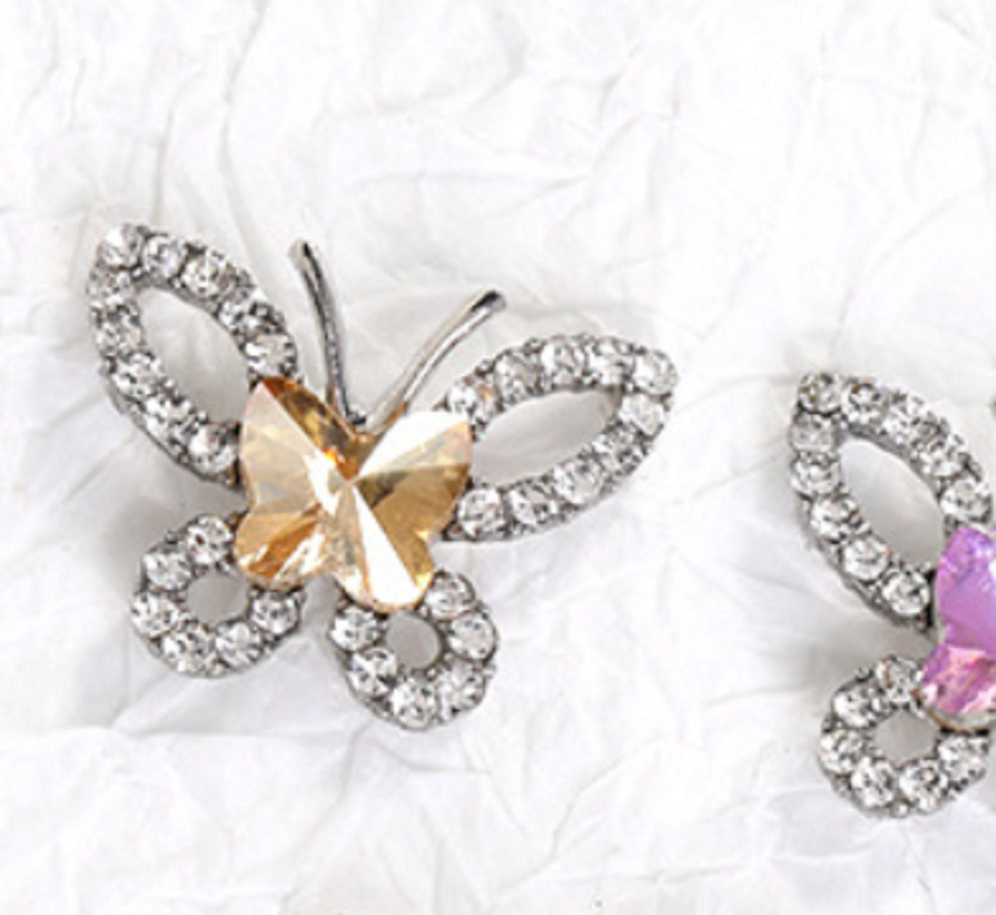 5 pieces / 19 x 25mm / DIY Flat Back No Hole Crystal Butterfly  FB002