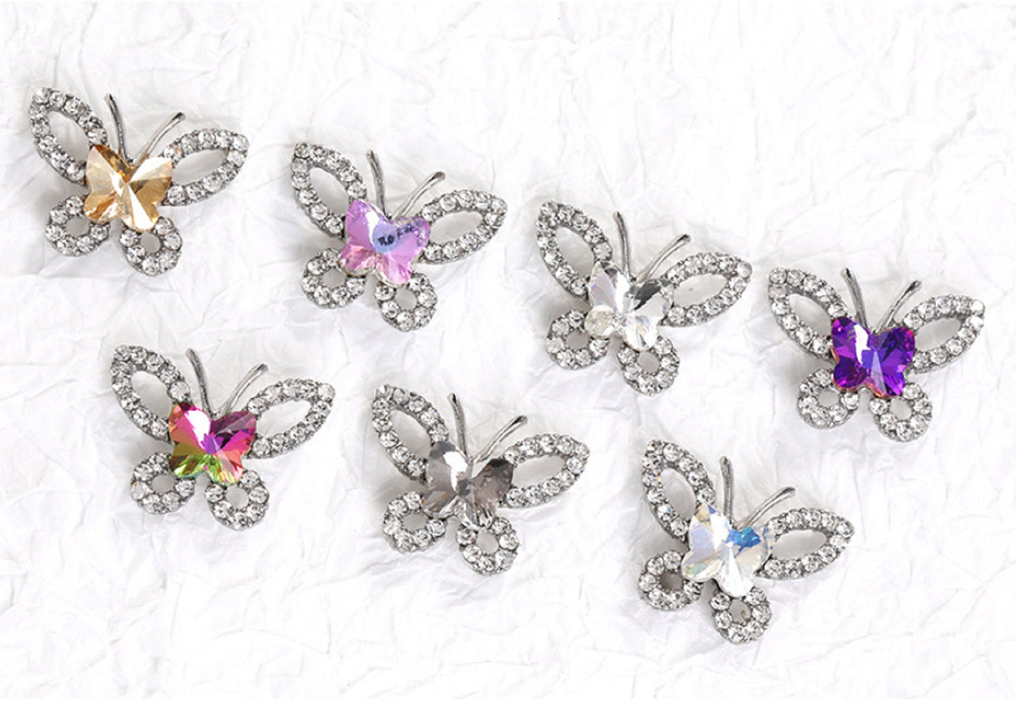 5 pieces / 19 x 25mm / DIY Flat Back No Hole Crystal Butterfly  FB002