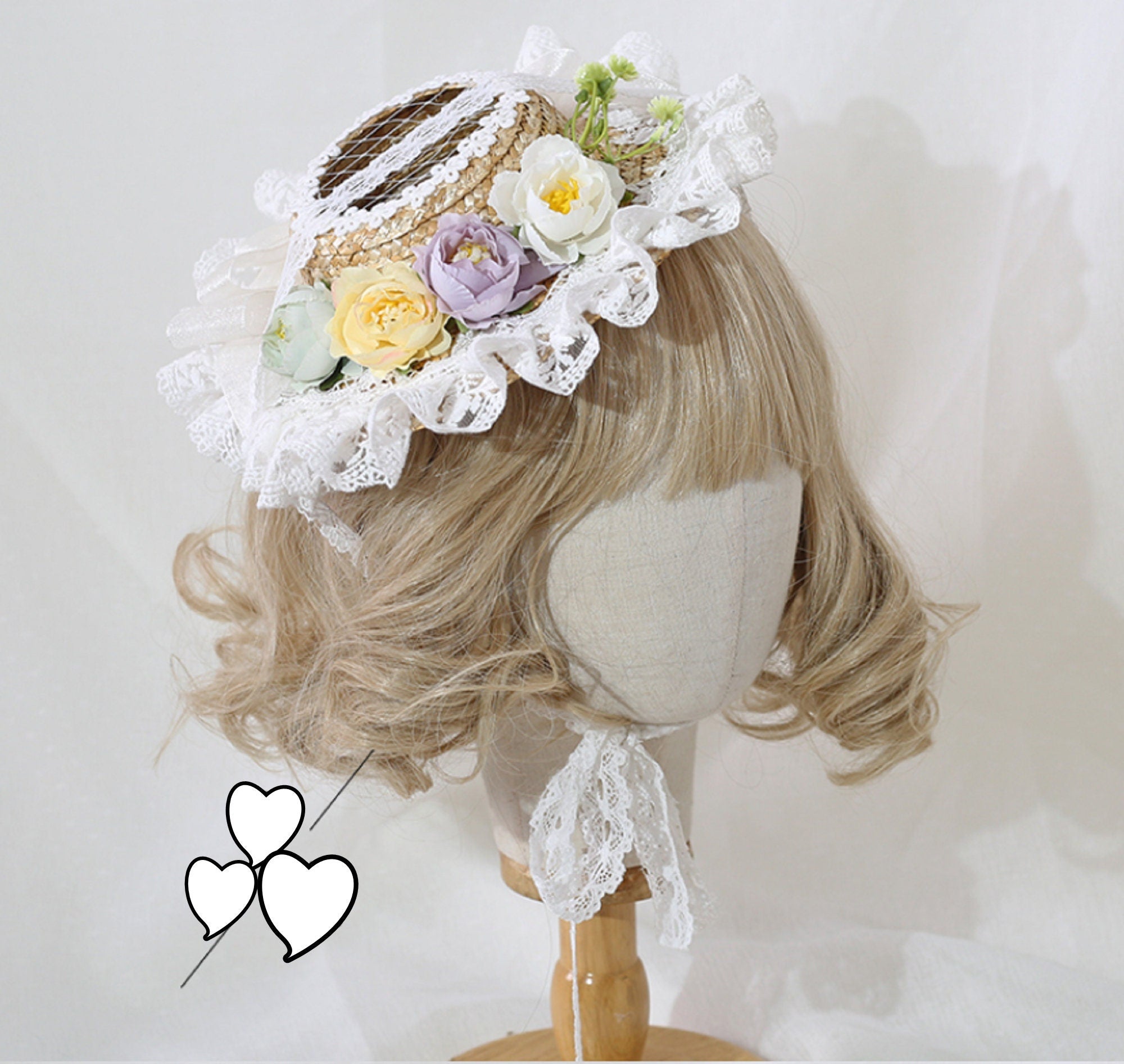 Off White Fascinator Hat, Lolita Hair Accessories GH002