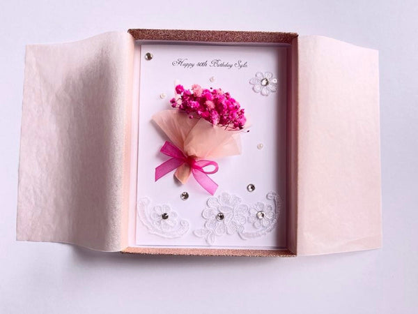 Luxury Handmade Preserved Flower Card    C078