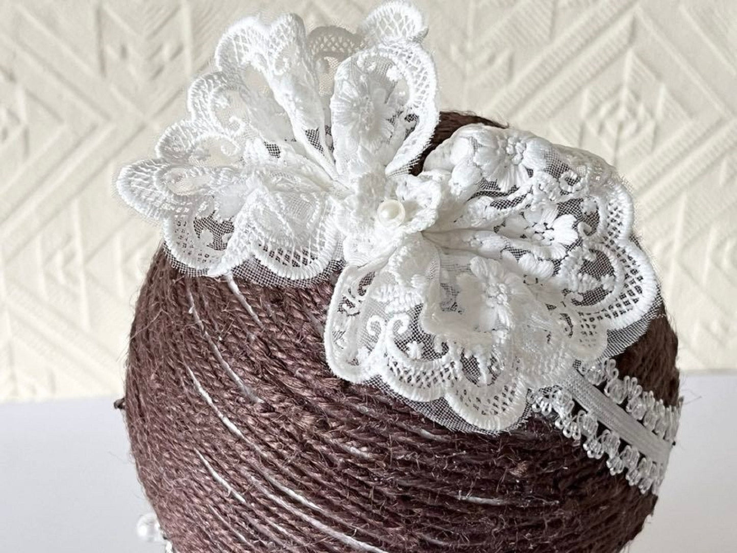 (HB038) 35cm / Off White / Baby Lace hair band