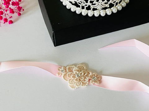 Pink Lace Wedding Corsage  CR007