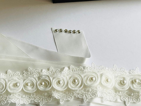 Off White Lace Wedding Sash Belt  CR003