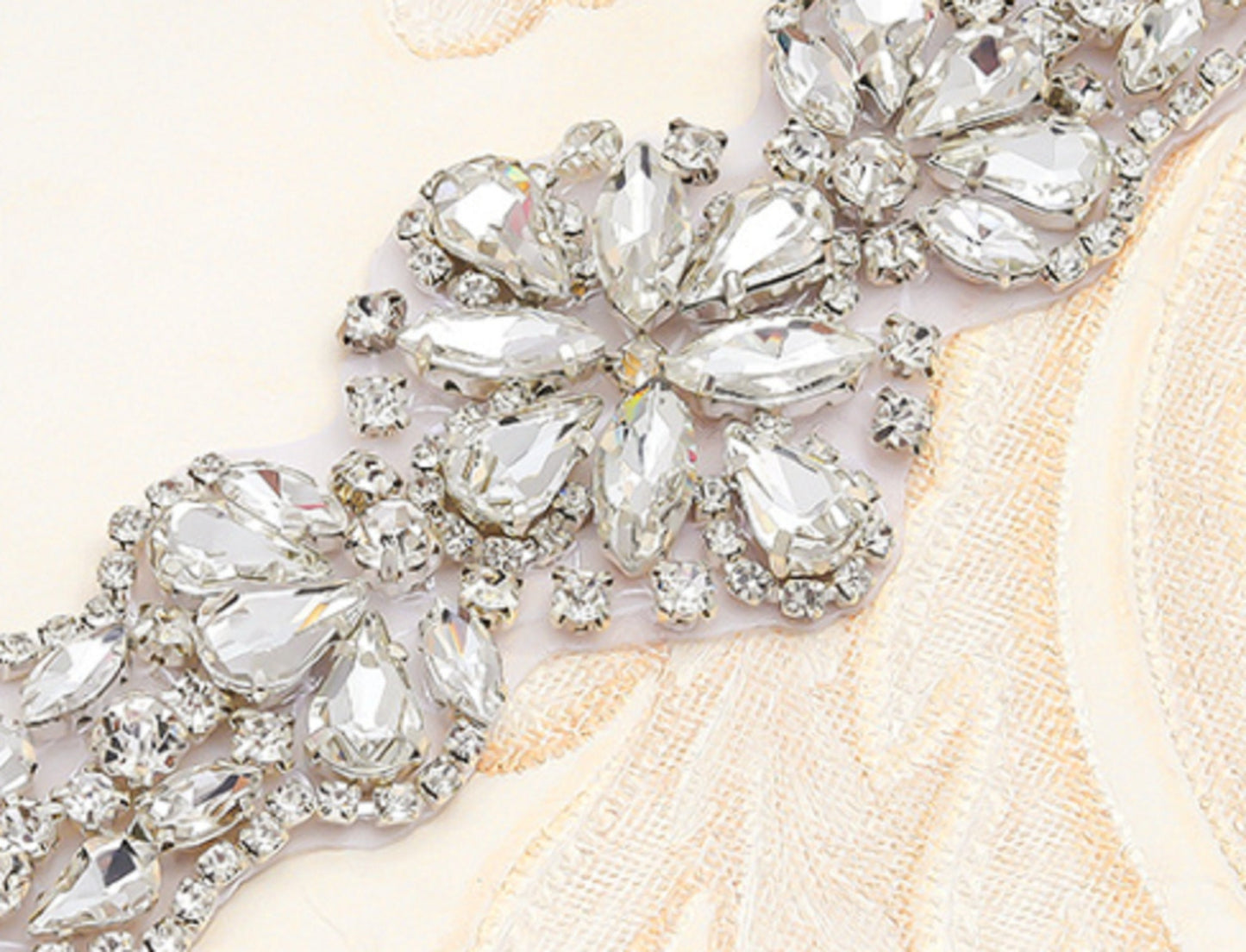 16 x 4cm / Iron On Crystal Rhinestone Diamante Applique   YS891