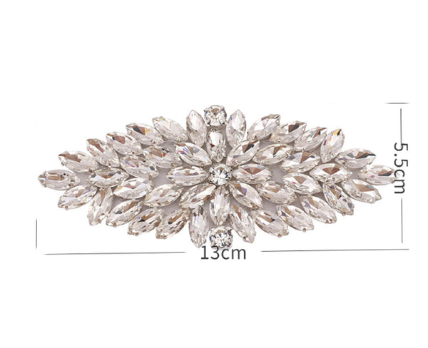 13 x 5.5cm / Iron On Crystal Rhinestone Diamante Applique   YS777