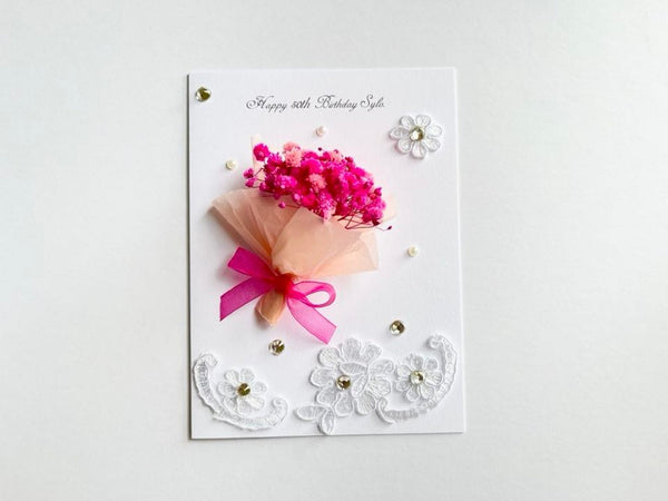 Luxury Handmade Preserved Flower Card    C078