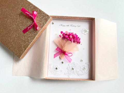 Luxury Handmade Preserved Flower Card    C078