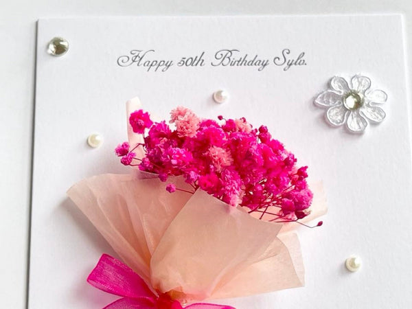 Luxury Handmade Preserved Flower Card    C078