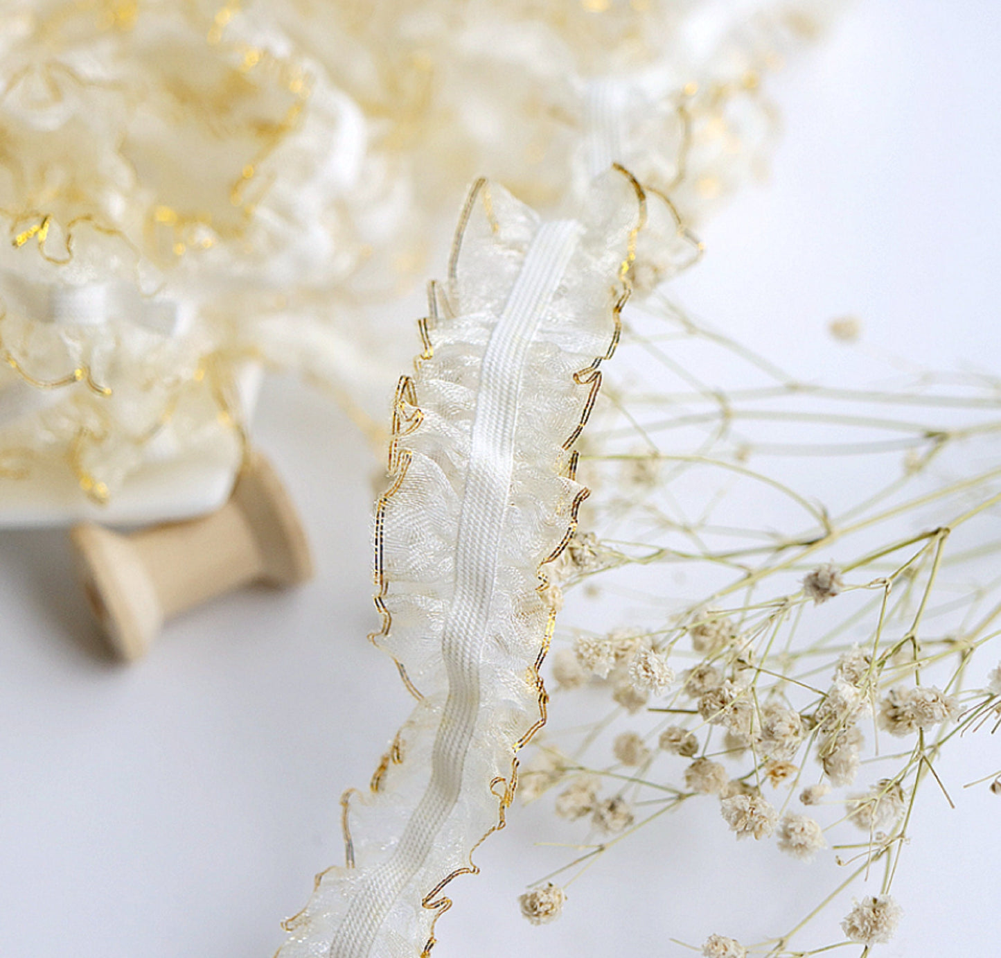 3 Meters / 2.5cm / Elastic Headband Lace Trim, Dress Lace Trim  LF100