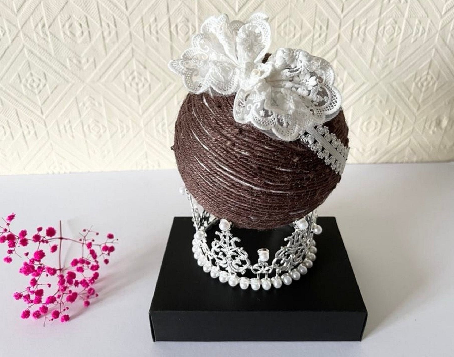 (HB038) 35cm / Off White / Baby Lace hair band