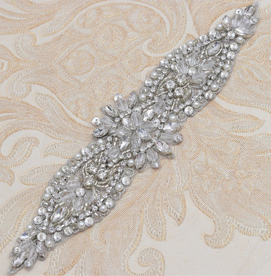 21 x 5.5cm / Iron On Crystal Rhinestone Diamante Applique   YS890