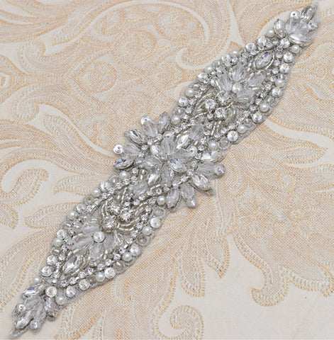 21 x 5.5cm / Iron On Crystal Rhinestone Diamante Applique   YS890