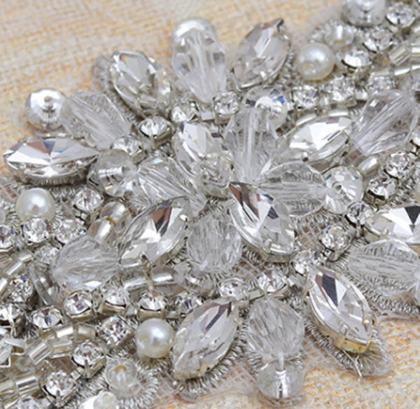 21 x 5.5cm / Iron On Crystal Rhinestone Diamante Applique   YS890