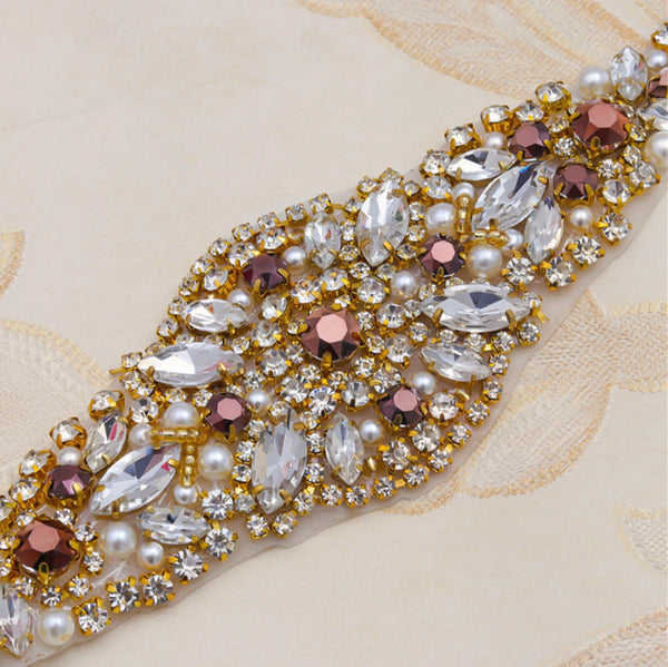 21 x 5cm / Iron On Crystal Rhinestone Diamante Applique  YS918