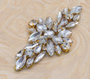 9 x 4cm / Iron On Crystal Rhinestone Diamante Applique YS978