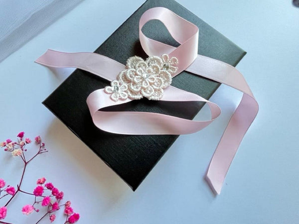 Pink / Lace Wedding Corsage  CR010