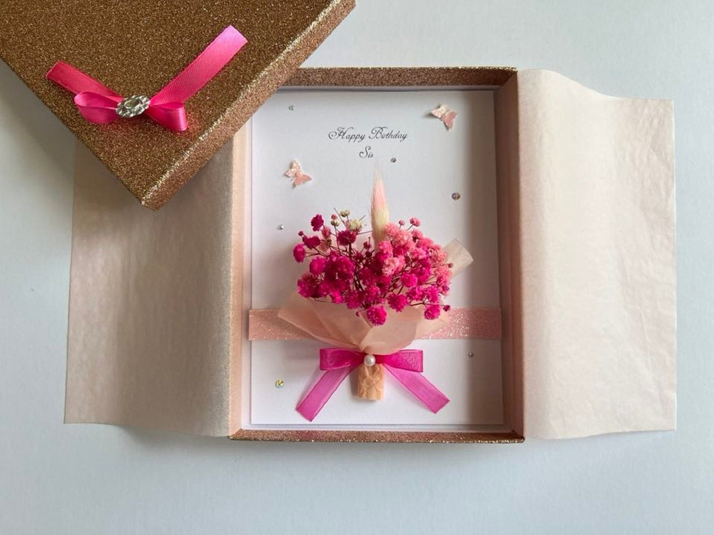 Luxury Handmade Preserved Dried Flower Card  C075