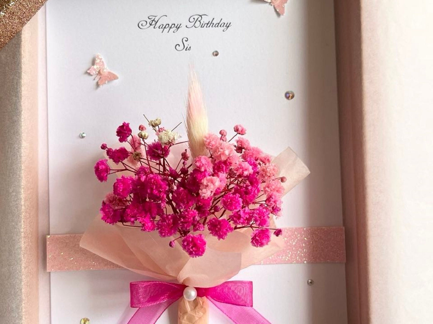 Luxury Handmade Preserved Dried Flower Card  C075