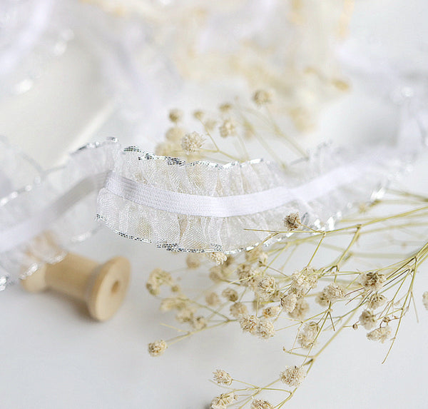 3 Meters / 2.5cm / Elastic Headband Lace Trim, Dress Lace Trim  LF100