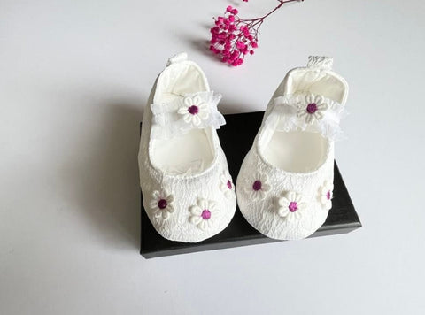 Pure White Baby Shoes, Christening Baby Shoes BS022