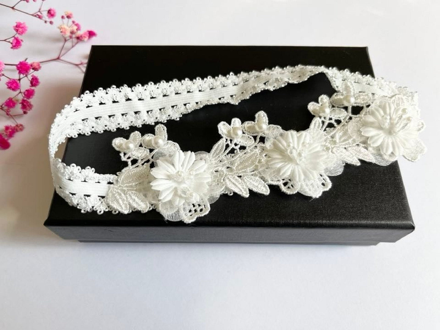 (HB050)  Off White Baby Lace hair band