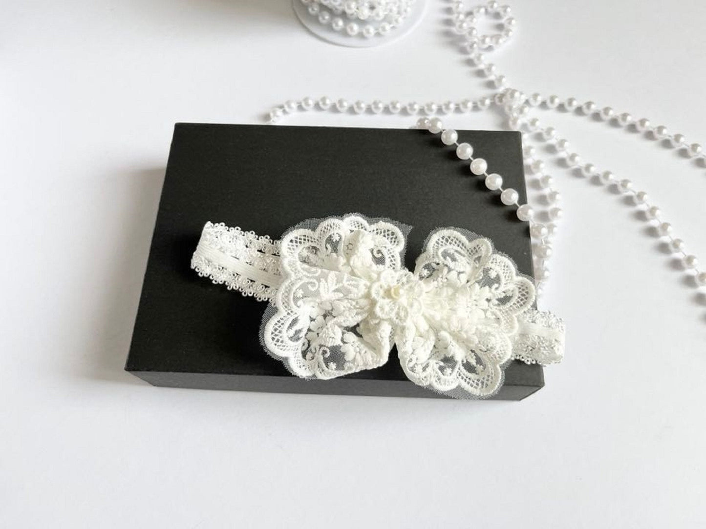 (HB038) 35cm / Off White / Baby Lace hair band