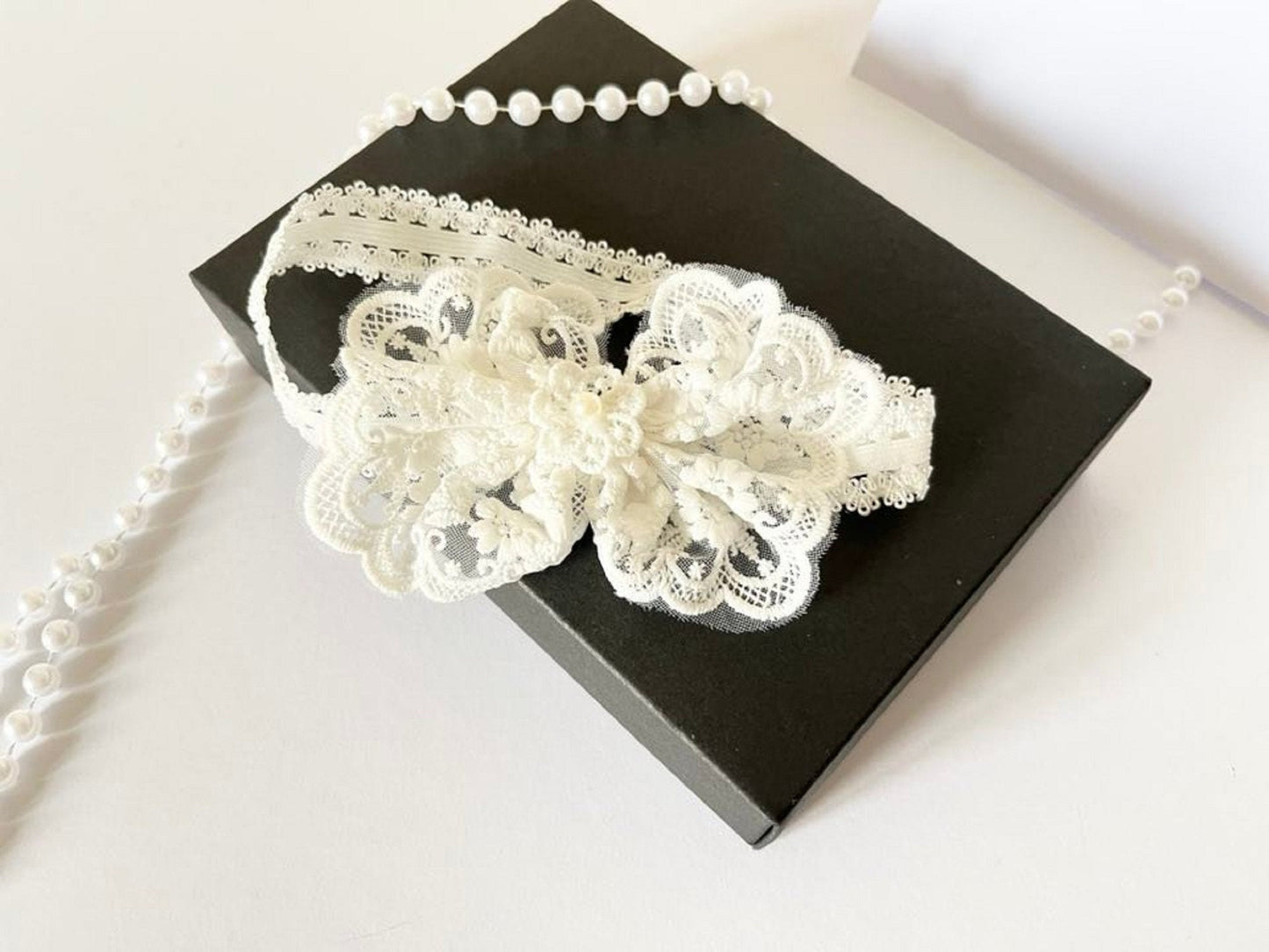 (HB038) 35cm / Off White / Baby Lace hair band