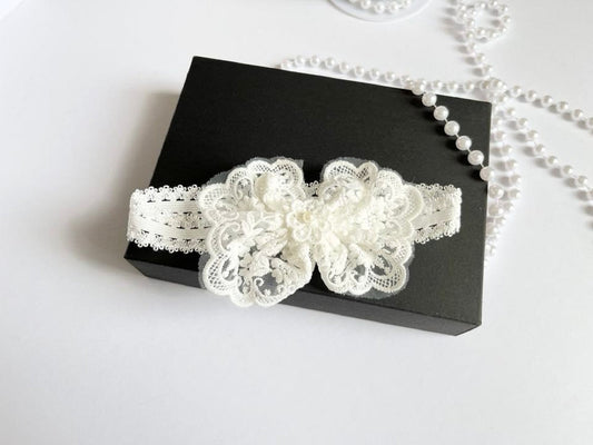 (HB038) 35cm / Off White / Baby Lace hair band