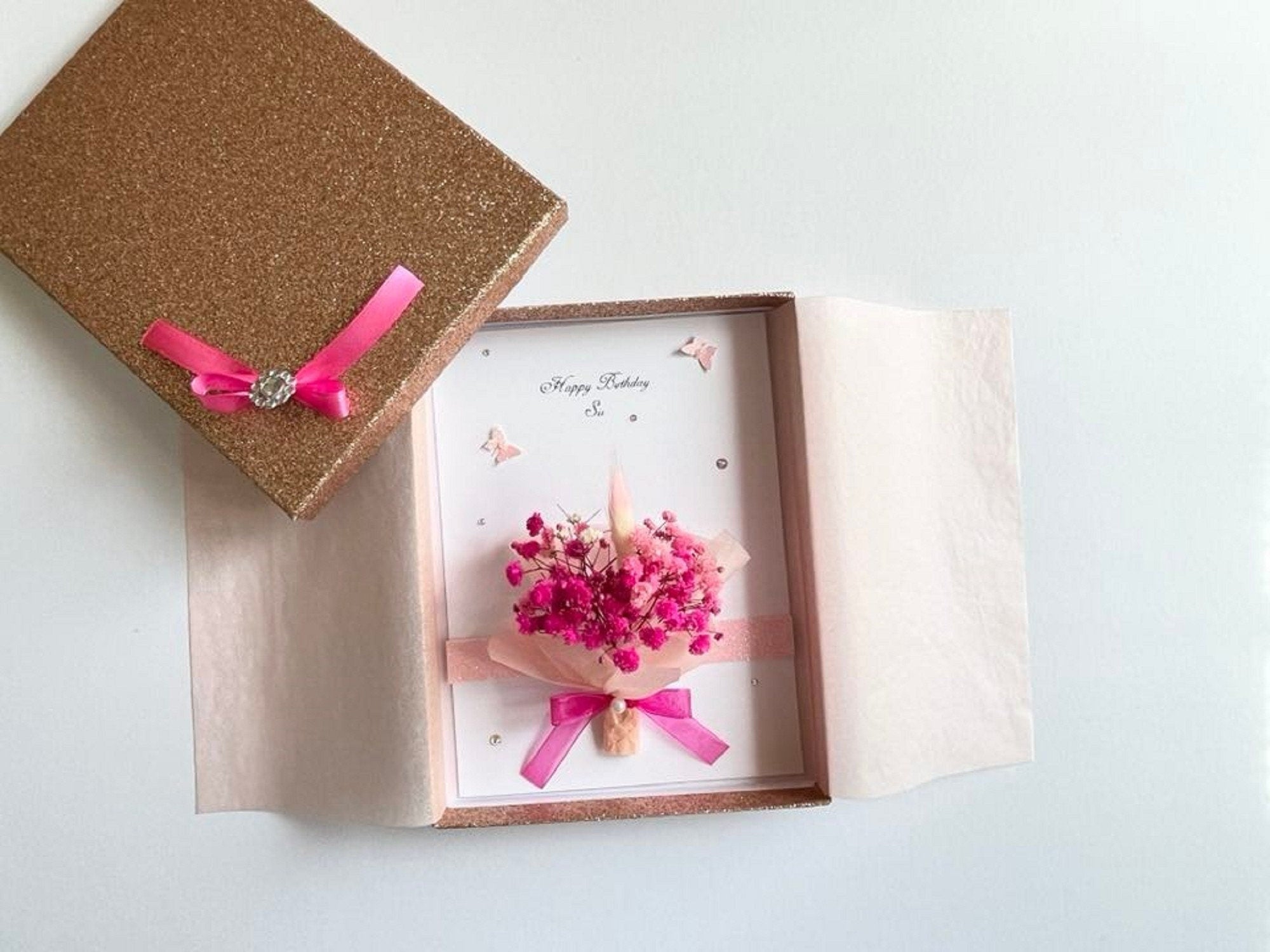 Luxury Handmade Preserved Dried Flower Card  C075