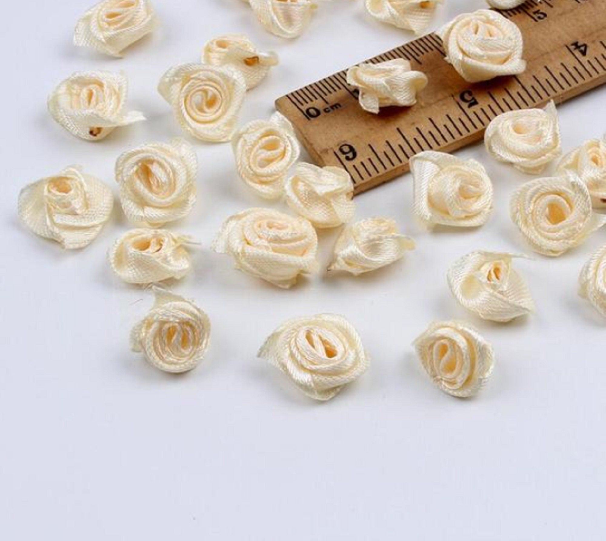 200 Pcs / Mini Satin Roses, Artificial Flowers for Cardmaking