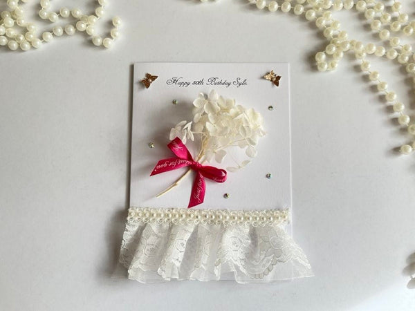 Luxury Handmade Preserved Flower Card C082