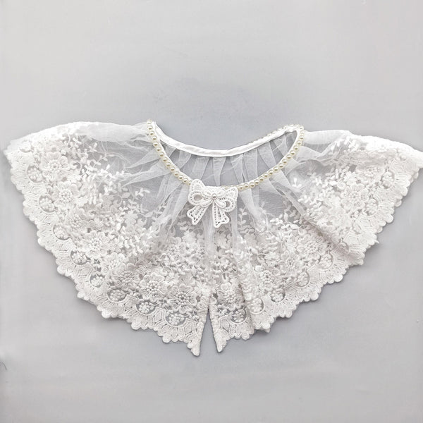 Off White Elegant Lace Fake Collar, False Collar, Removable Collar B645(W)-small