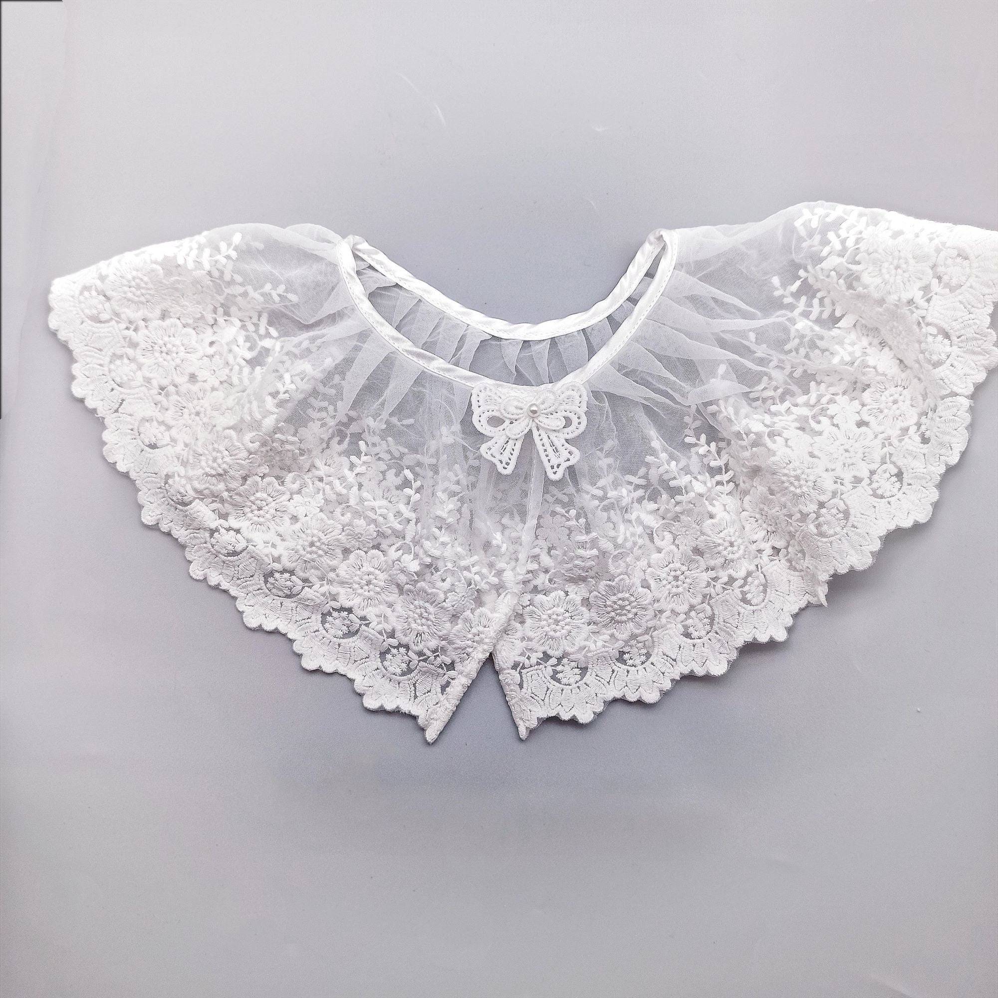 Off White Elegant Lace Fake Collar, False Collar, Removable Collar B645(W)-small